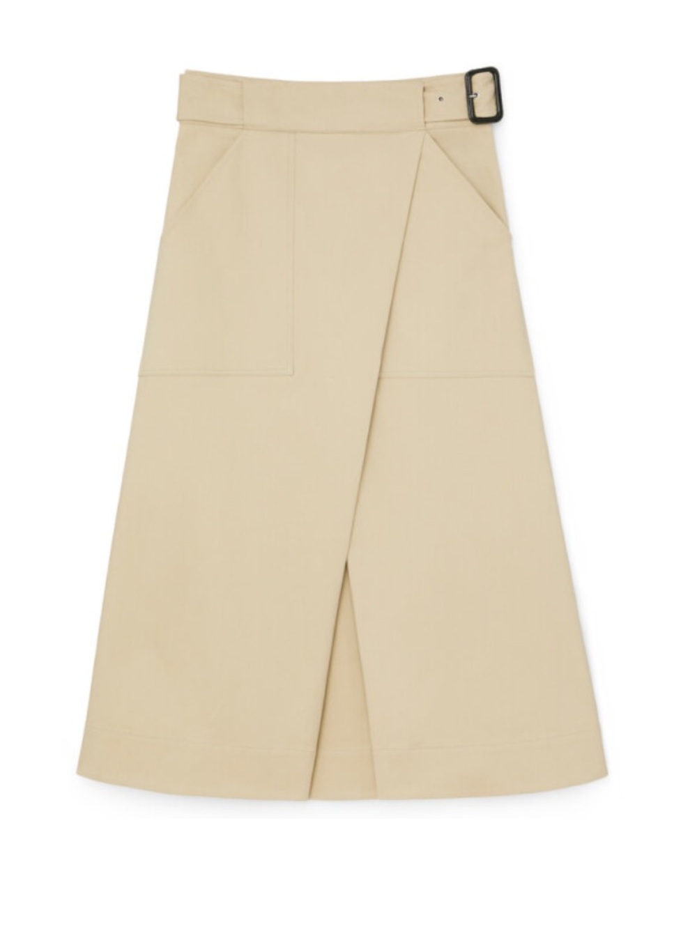 G. Brand Structured Wrap Midi Skirt in Cream with Belt Detail
